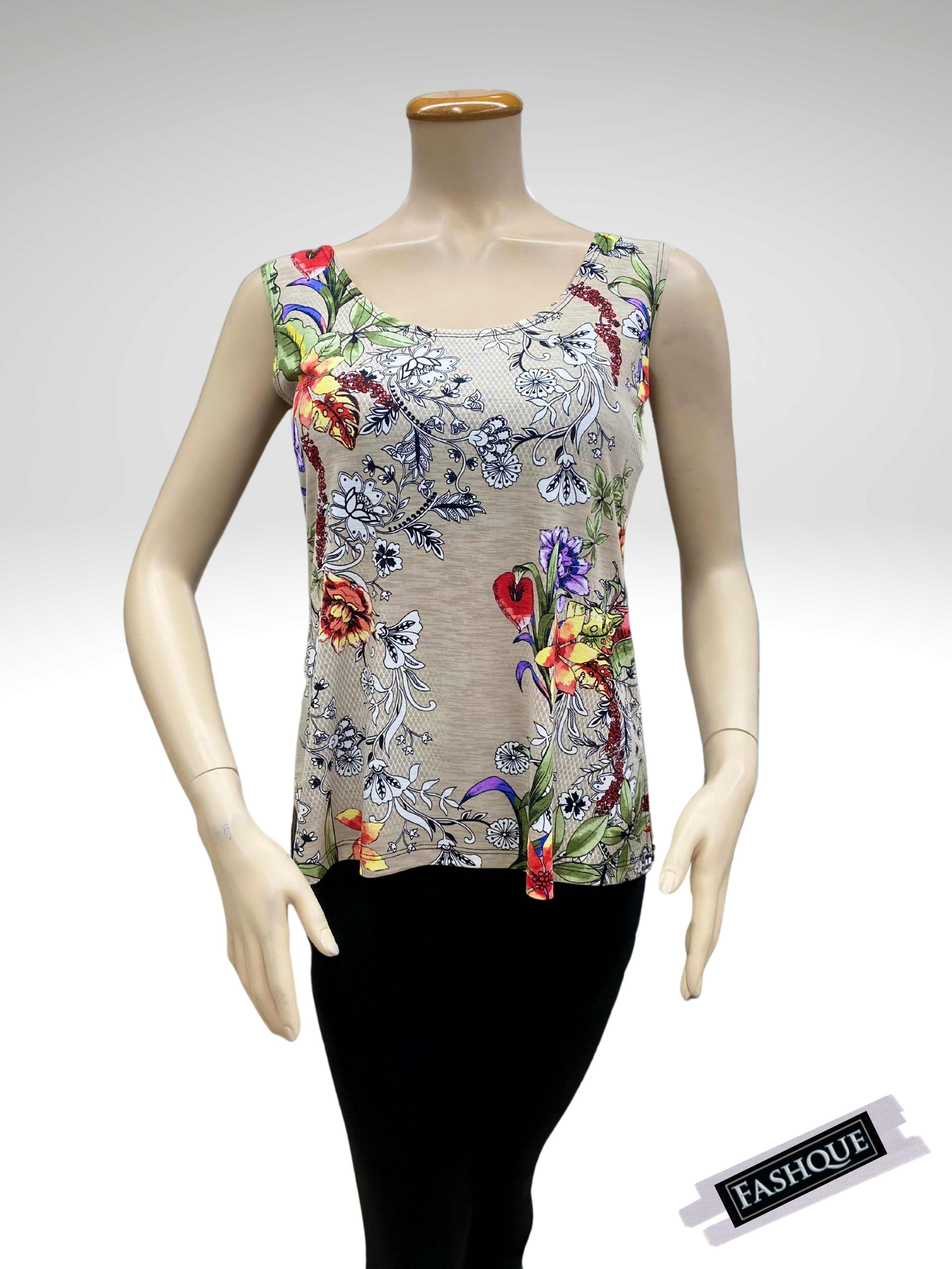 FASHQUE - Round Neck Basic PRINTED Tank Top - T477