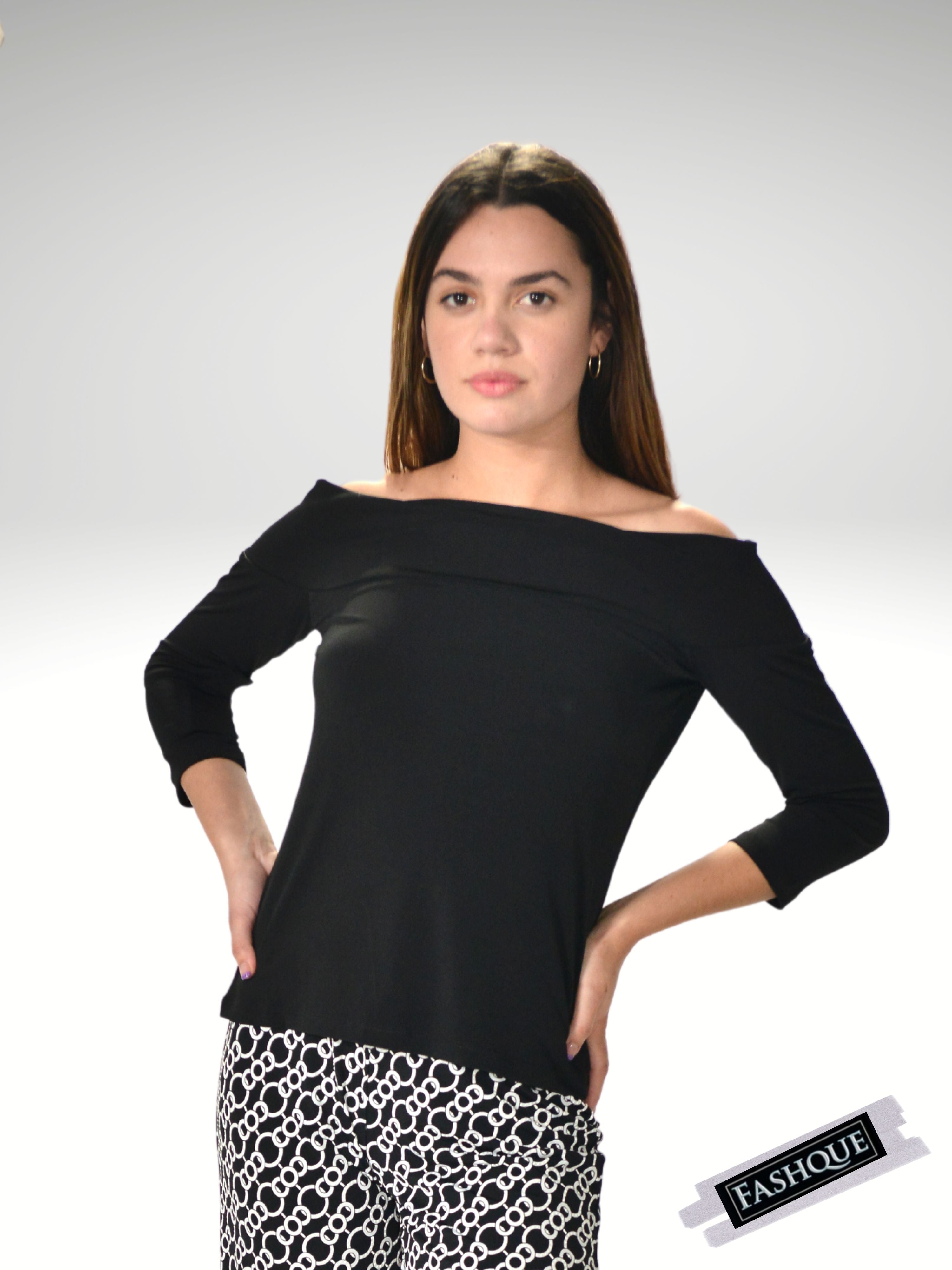 FASHQUE - Off Shoulder top with 3/4 Sleeves - T495 SALE