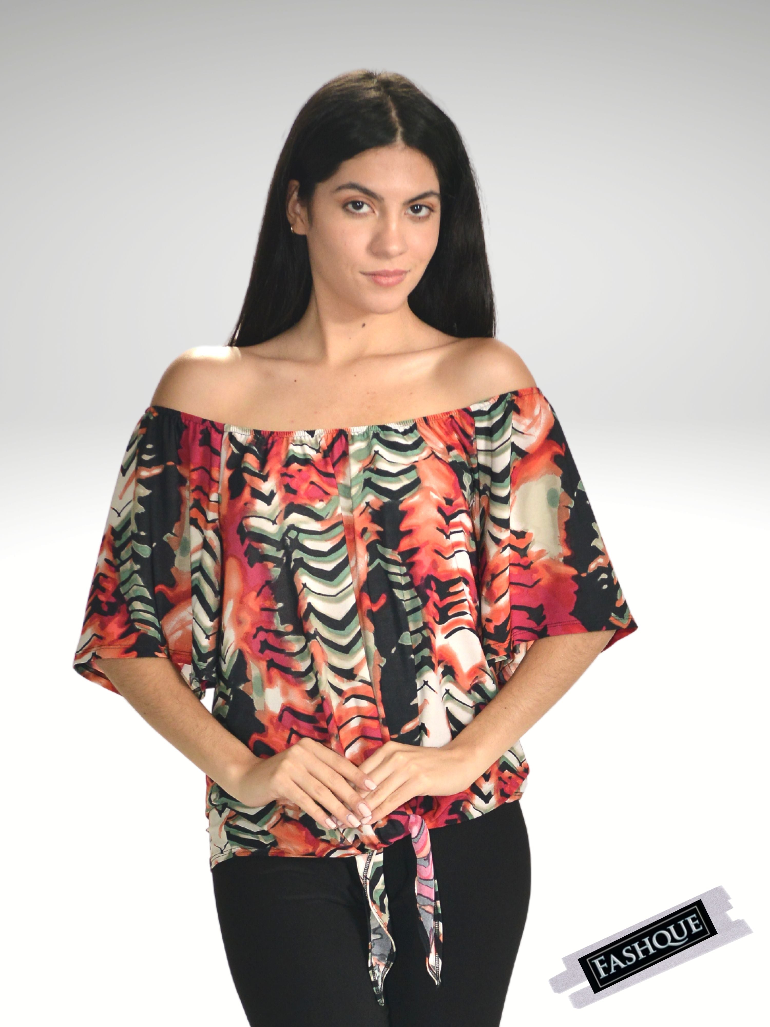 Asymmetrical OFF Shoulder top with a knot detail - T509