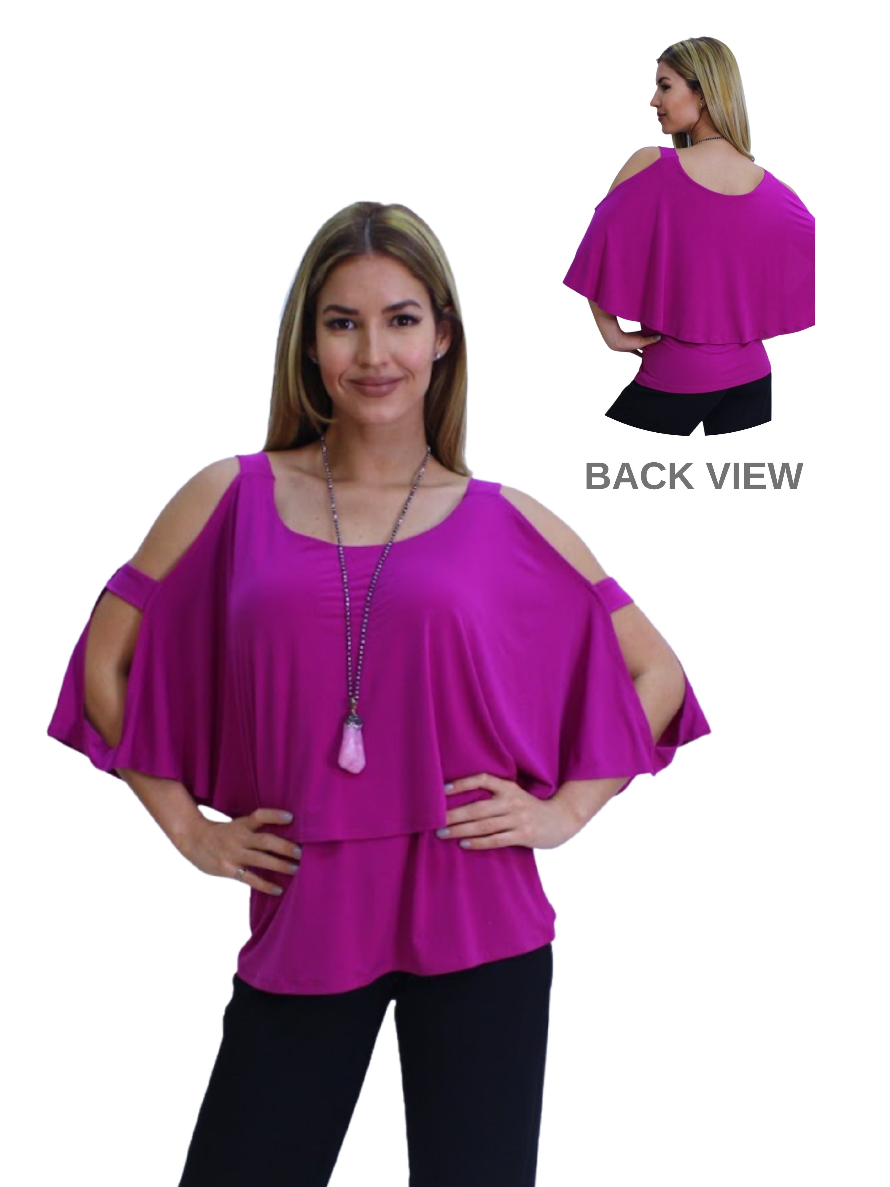 Elegant Drape Top with Strappy Sleeve - T614