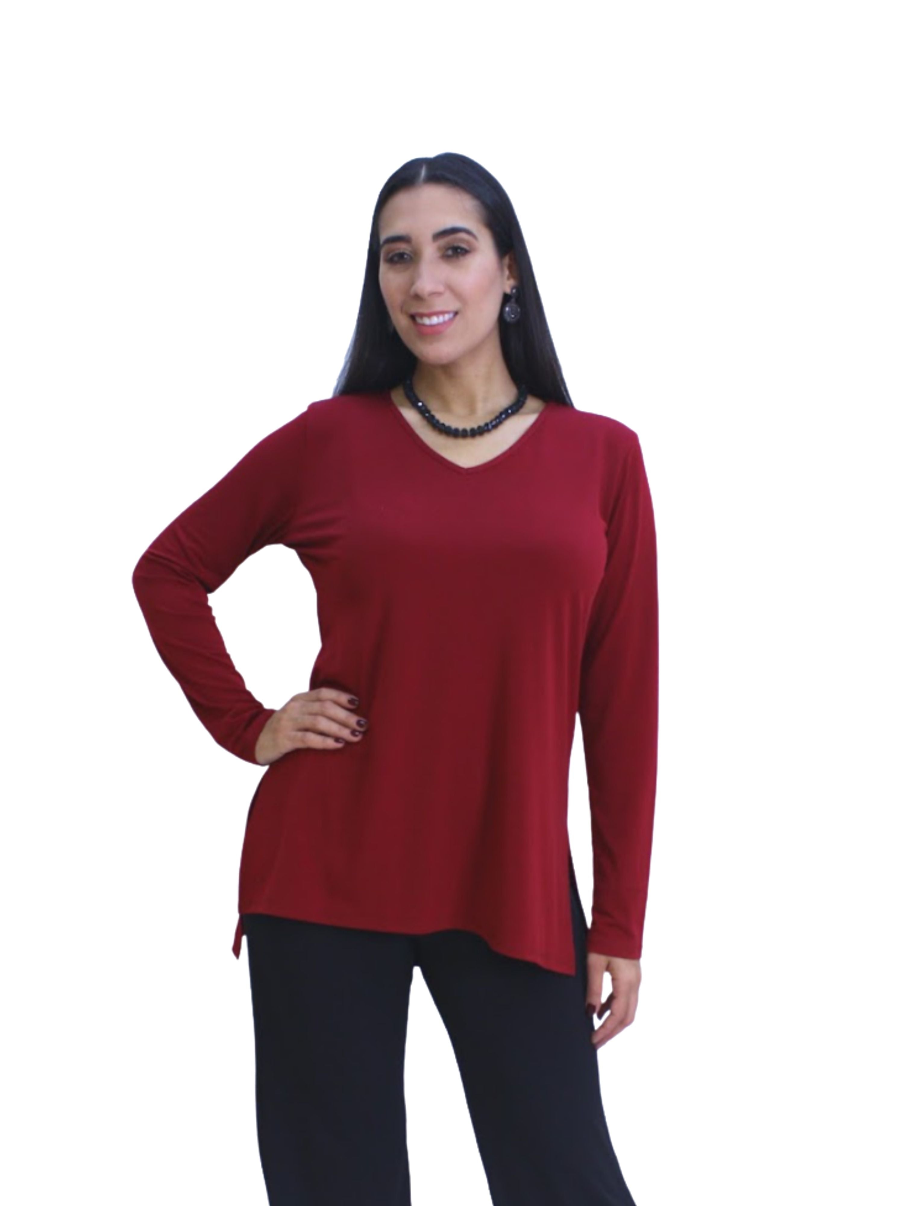 Full Sleeve High Low Comfy Casual Tunic Top - T621