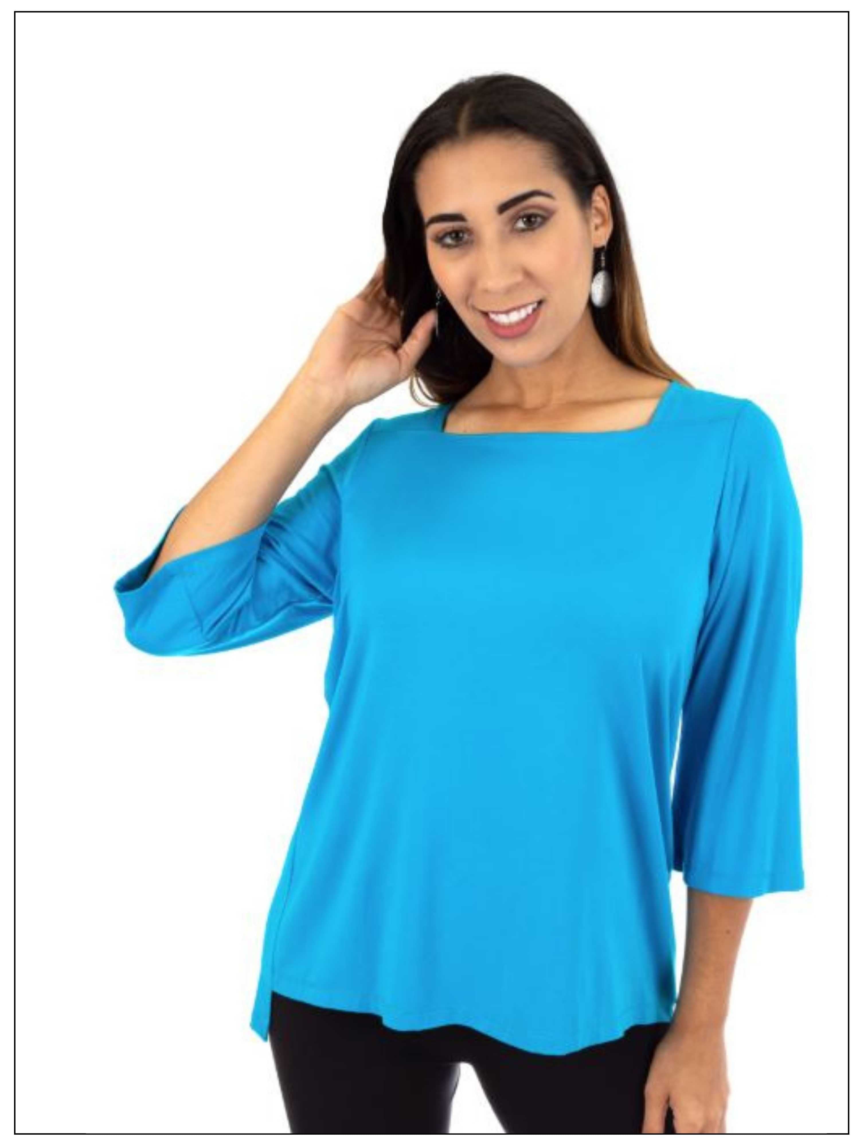 FASHQUE - Square Neck 3/4 Sleeve Top - T544 SALE