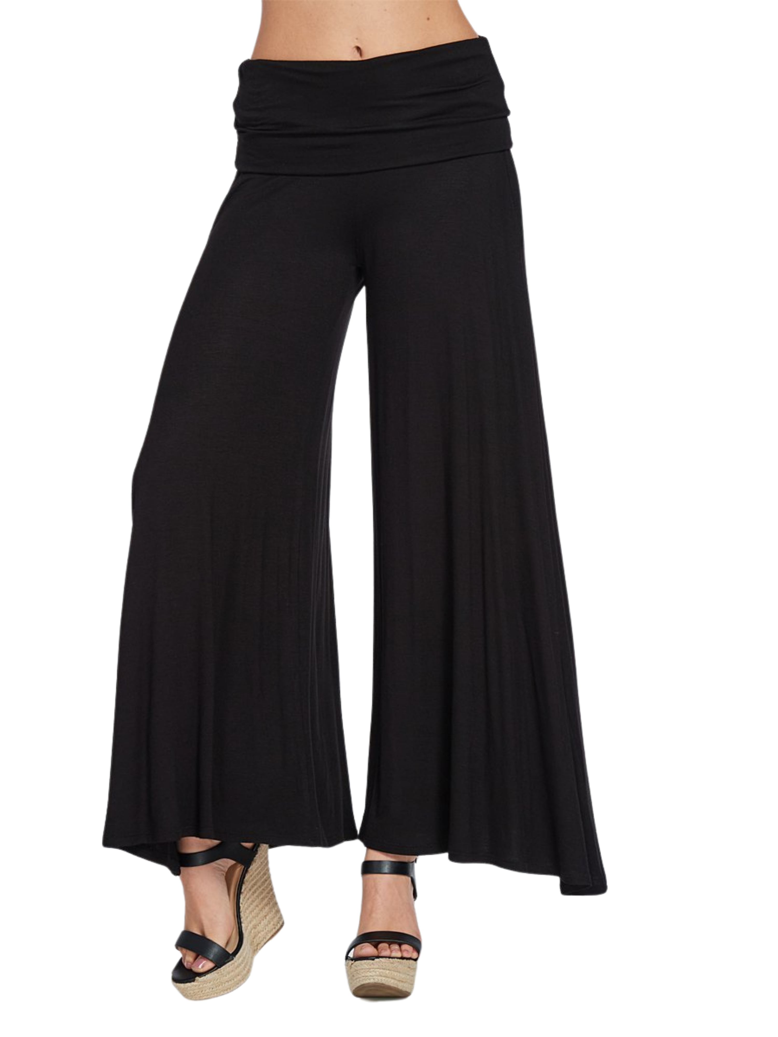Palazzo Pant with Fold over Waistband- P098